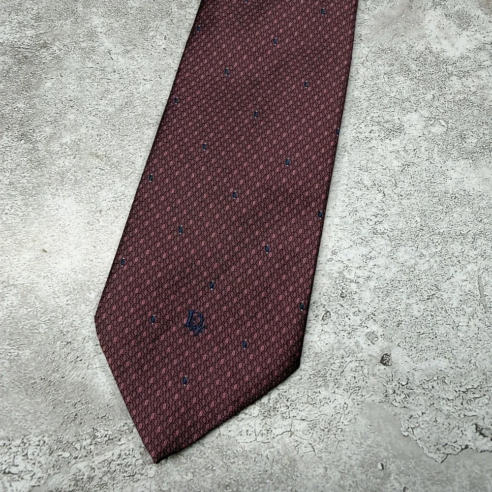 Christian Dior Silk Blend Tie Mens One Size Purple Geometric Made In USA Necktie